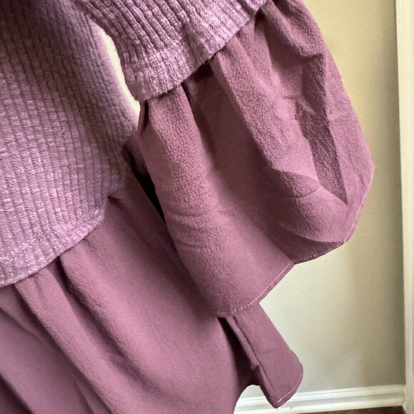 Women's Altar'd State Purple Boho Bell Sleeve Top Mixed Media Fabric. Size M - Picture 3 of 5
